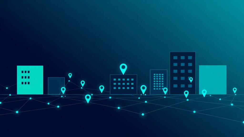 Abstract connected cityscape representing rental property operations